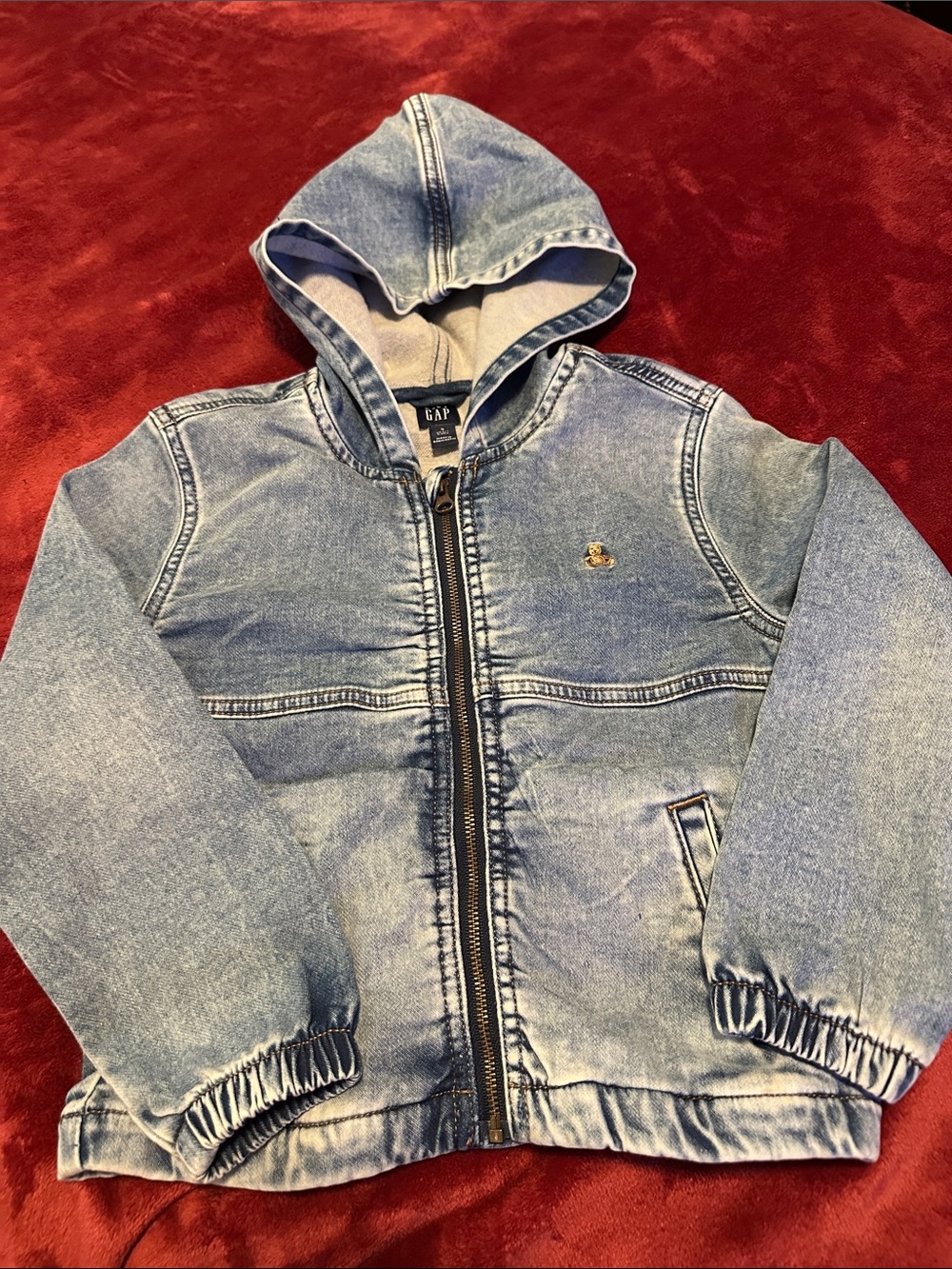 GAP Kids Light Wash Denim Hooded Jacket